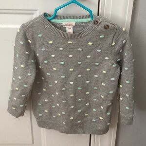 Cat & Jack Gray Sweater with Colorful Dots size 24 months